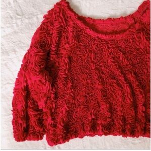 American Apparel OS Red Rose Textured Mesh Sweater Lana Del Rey Selena Gomez